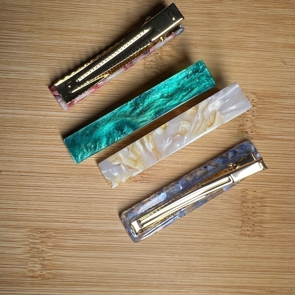𝅺SALE💚 any 3 for $18 💚 Hair Clips Rectangular Hair Barrette Acrylic - Picture 3 of 3